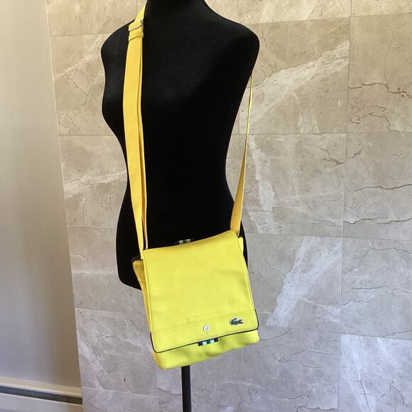 Y2K Lacoste Neocroc Mini Messenger Bag - Yellow, Preppy Sporty Christmas Gift - Picture 3 of 11